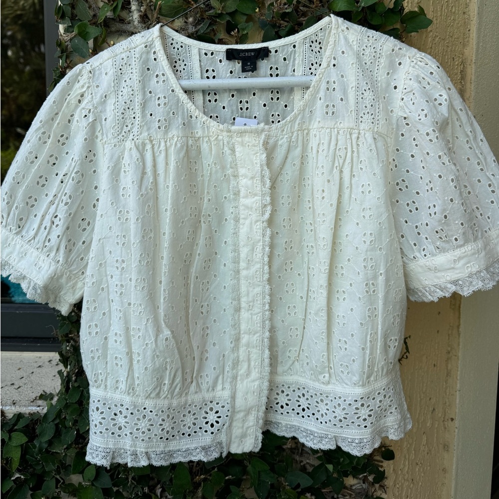 J-Crew short sleeve white top Size Small